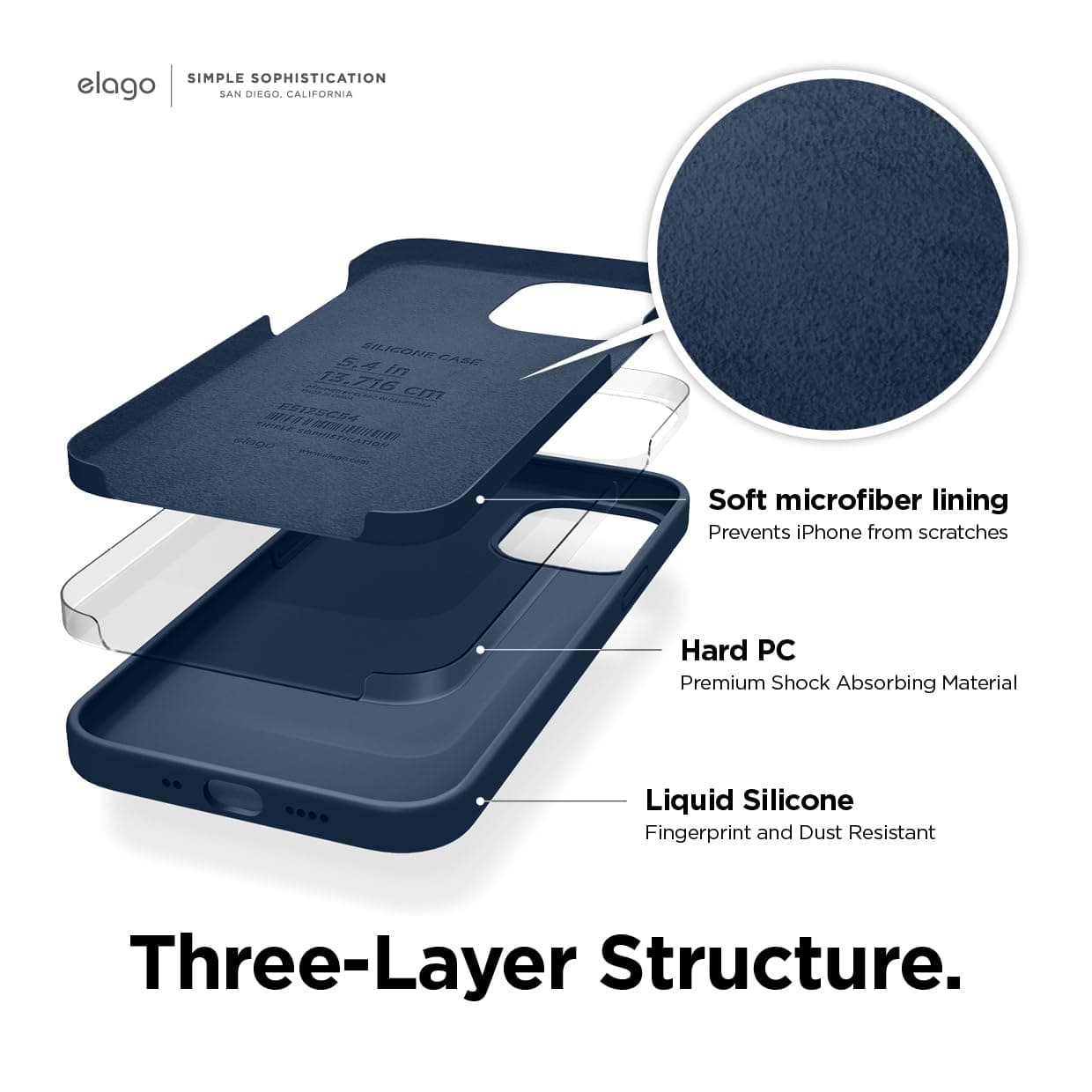 elago Liquid Silicone Case Designed for iPhone 12 Mini (5.4"), Premium Silicone, Full Body Protection : 3 Layer Shockproof Cover Case (Pacific Blue) thumbnail 4