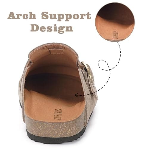 ZUSERIS Kids Suede Clogs Boys Girls Cork Potato Shoes | Slip-On Leather Mules,Adjustable Buckle,Clogs for Little Kids Boys Girls Youth,Indoor Outdoor Sandals thumbnail 4