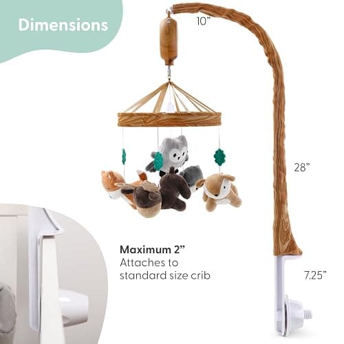 The Peanutshell Crib Mobile for Boys or Girls - Woodgrain Musical Baby Crib Mobile with 12 Lullabies, Whimsical Woodland Baby Whimsical Woodland Nursery Decor thumbnail 5