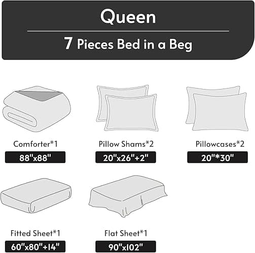 MUXHOMO Bed in a Bag Queen 7 Pieces, Queen Comforter Set Reversible Bohemian Botanical Flowers Design, Ultra Soft & Breathable Bedding Sets with Comforter, Sheets, Pillowcases & Shams thumbnail 6