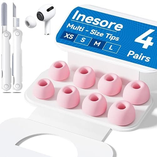 4 Pairs Replacement Ear Tips for AirPods Pro 2nd/1st Generation with Portable Storage Box,Noise Reduction Holewith & Built-in dust Guard Screen,Silicone Ear Tips for Apple AirPods Pro,4 Size-Pink - Image 1