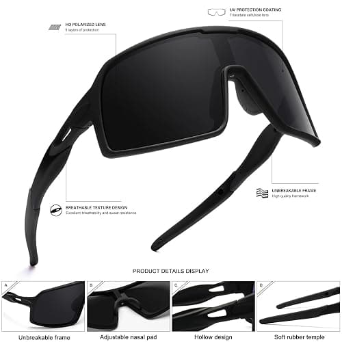 SEKKAF Polarized Sports Sunglasses for Men and Women Cycling Glasses UV Protection Goggles for Mountain Bike Running Fishing thumbnail 4
