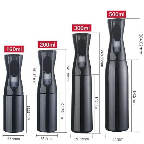 ZHIYE Hair Spray Bottle, Continuous Water Mister Bottle Empty, Aerosol Fine Mist Curly for Taming in Morning, Hairstyling, Plants, Pets, Cleaning-5.4oz/160ml (Black) thumbnail 2