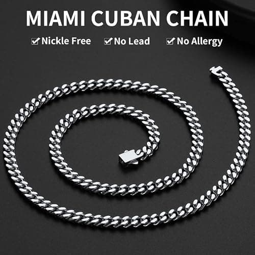 ChainsHouse Stainless Steel Mens Cuban Link Chain, Black/ 18K Gold Plated Miami Cuban Chain Necklace, 5mm/7mm/9mm/12mm/14mm Width, No Tarnish& Durable Hip Hop Mens Jewelry, 18"-30", Send Gift Box thumbnail 2