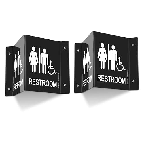 Faittoo Restroom Sign, Bathroom Signs, (2 Pack) 6 x 8 Inches Acrylic Sign, for Office or Business Bathroom and Toilet Door or Wall Decor, Indoor Outdoor Use, Black (Men and women with Handicap) - Image 1