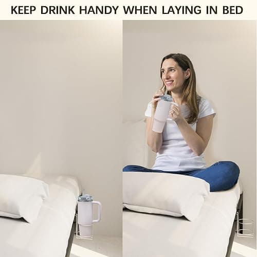 Cup Holder for Bed (Diameter: 3.3IN) Drink Holder Water Bottle/Glass Organizer for Wood Dorm Room Bunk Bed Crib, Metal Toddle Bed,Loft Bedside, Headbed, Car,Office Desk Partition thumbnail 3