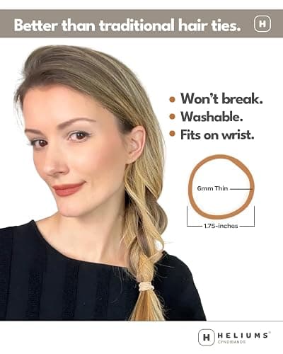 Heliums Thin Seamless Hair Ties - Dark Ginger - 6mm Nylon No Damage Ponytail Holders, 1.75 Inch, Medium Hold for Thin to Normal Hair - 18 Pack thumbnail 3