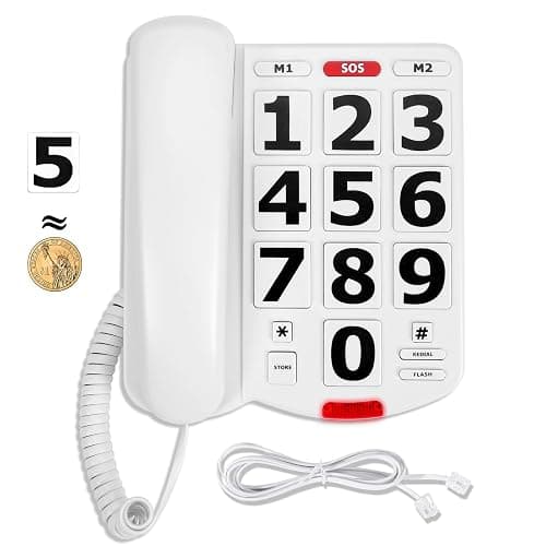 Large Number Phones for Seniors, Large Button Phones for Seniors | 110dB Extra-Loud Ringer, Adjustable Volume, 3 One-Touch Speed Dial, Visually Impaired, Hearing Impaired Landline Phone - Image 1