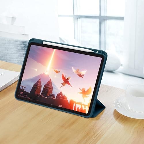 SIWENGDE Case for iPad Pro 12.9 Case 6th/5th/4th Generation (2022/2021/2020) with Pencil Holder [Apple Pencil Wireless Charging] Soft TPU Smart Trifold Stand Protective Cover (Peacock Blue) thumbnail 6