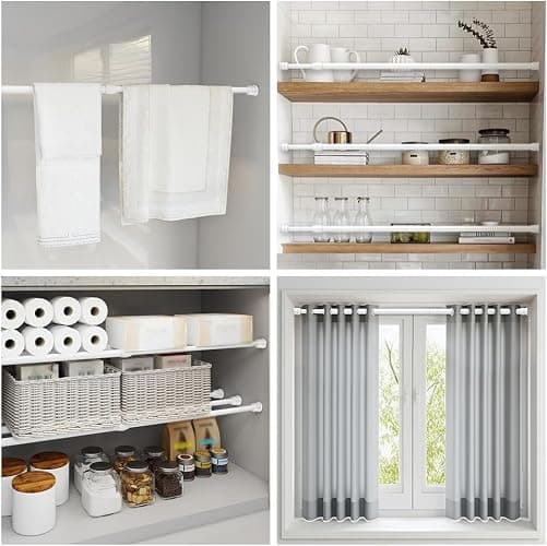 AIZESI 2pcs Spring Tension Rods Adjustable 26 to 39 inch Small Tension Curtain Rod No Drilling Expandable Spring Loaded Curtain Rod,Suitable for Doors and Windows 28 to 36 inch, White thumbnail 7