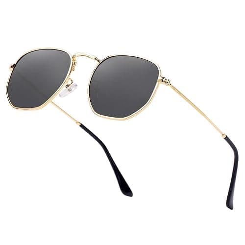 Hipster Hexagonal Polarized Sunglasses Men Women Geometric Square Small Vintage Metal Frame Retro Shade Glasses - Image 1