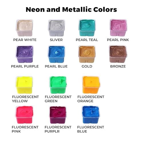 HIMI Gouache Paint Set, 56 Colors x 30ml Include 8 Metallic and 6 Neon Colors, Unique Jelly Cup Design in a Carrying Case Perfect for Artists, Students, Gouache Opaque Painting thumbnail 4