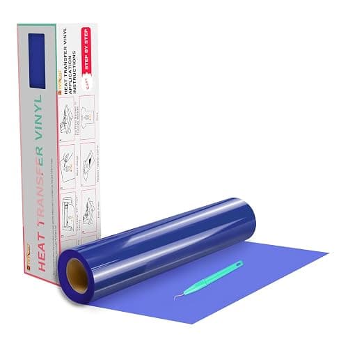 HTVRONT HTV Vinyl Rolls Blue Heat Transfer Vinyl - 12" x 20ft Blue HTV Vinyl for Shirts, Iron on for All Cutting Machines - Easy to Cut & Weed for Heat Transfer Design - Image 1