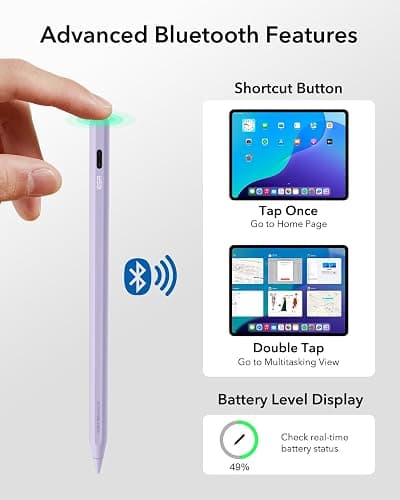 ESR Geo Digital iPad Pencil Findmy Compatible with Apple iPad 2018-2025,with Easy Shortcuts for Apple iPad A16/10/9/8 & Air 13/11 & Pro 12.9/13/11 & Mini 7/6/5, Purple(No Wireless Charging) thumbnail 4