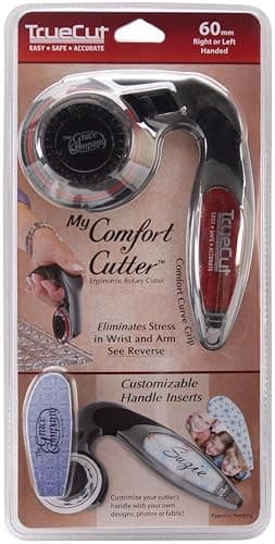 TrueCut My Comfort Rotary Cutter - 60mm Ergonomic Wheel Cutter for Fabric, Quilting, Sewing, Crafting - Left or Right-Handed - Track-and-Guide Ruler - Quilting and Sewing Supplies thumbnail 5