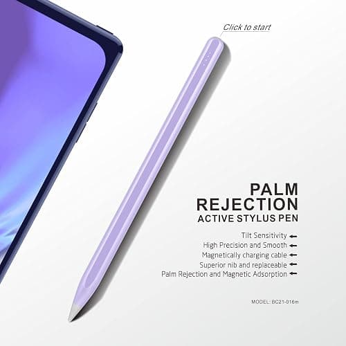 iPad Air Pencil with Palm Rejection, PERMARK Stylus Pen Compatible with (2018-2024) iPad Pro (11/12.9/13 Inch),iPad Air 3rd/4th/5th/6th Gen,iPad 6/7/8/9/10th Gen,iPad mini 5/6th Gen (Purple) thumbnail 5
