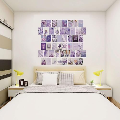 50PCS Aesthetic Picture for Wall Collage, 4x6 inch Room Decor for Teen Girls, Neon Bedroom Collage Print Kit,Cute Dorm Wall Art Photo Posters [Single Sided] (Purple 1) thumbnail 3