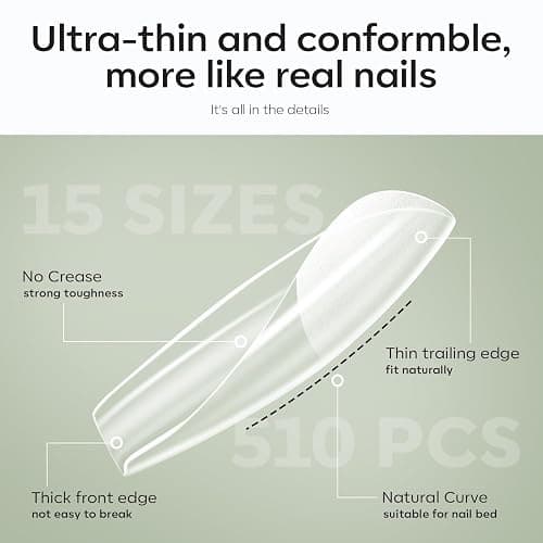 modelones X Nail Gel Kit, Fake Nails Long Coffin, 9-in-One Glue Prep Dehydrator & Portable Mini U V Light Acrylic Clipper, 500Pcs Coffin Tips for Extension Kit DIY Salon Home Gifts for Women thumbnail 6
