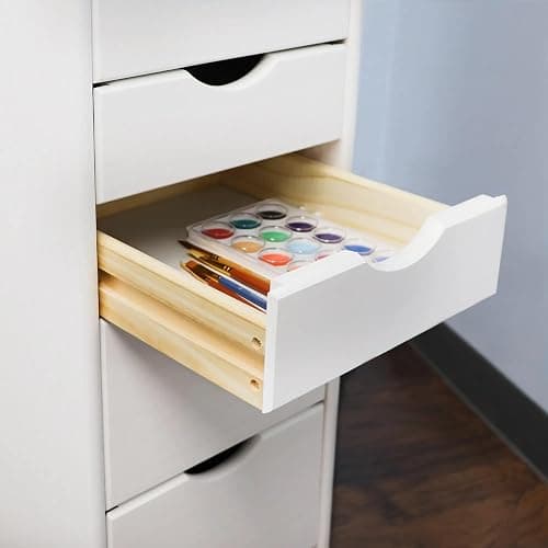 Jela-USA Solid Pine Wood 8 Drawer Rolling Cart, White thumbnail 4