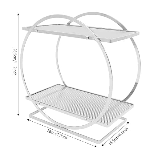 Make-up-Organizer für Schminktisch, 2-stöckig, Großes Fassungsvermögen Organizer für Parfüm,Hautpflege Organizer Vanity Caddy Regal für Schlafzimmer, Kommode (Silber) thumbnail 3
