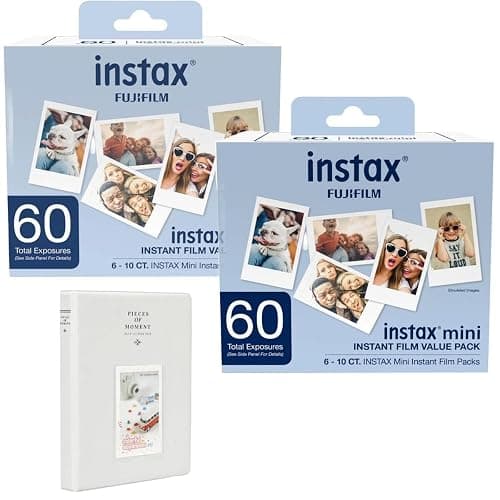 Fujifilm FUJIFILM Mini Instant Camera Film: 120 Shoots Total, Value Pack, (10 Sheets x 12) Includes Slinger Photo Album - Image 1