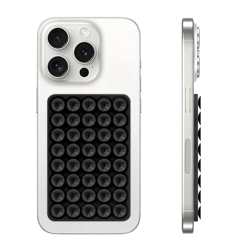 QxbBox Silicone Suction Cup Phone Case Mount, Hands-Free Strong Grip Holder for Selfies and Videos, Silicon Adhesive Phone Stand Sticky with Higher Suction Power for Cell Phone Black - Image 1