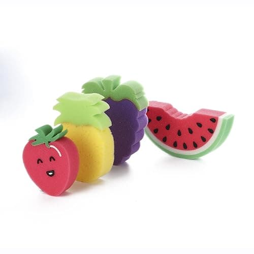 LOVESUMMER Multi-Use Cute Fruit Pattern Sponges (10pcs) - Bath Sponge Set for Delicate Surfaces - Gentle yet Firm Exfoliation thumbnail 5