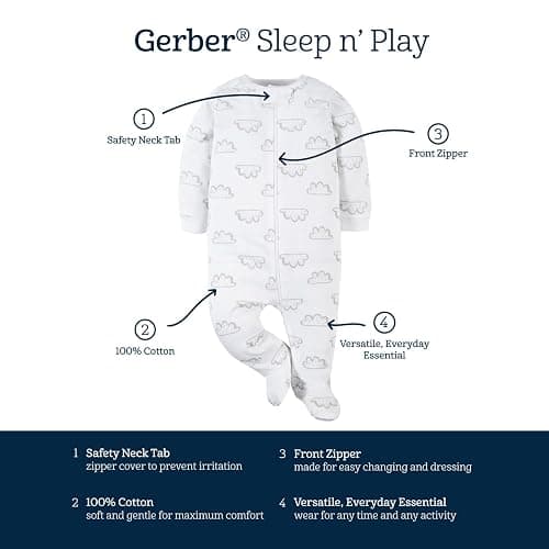 Gerber baby-girls 4 Pack Sleep N' Play Footie thumbnail 6