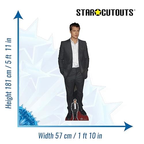 Star Cutouts CS1189 Brad Pitt Black Suit Height 181cm Lifesize Cardboard Cut Out with Mini - Ideal for Celebrity Theme & Movie Fans, Birthdays & VIP Events thumbnail 4