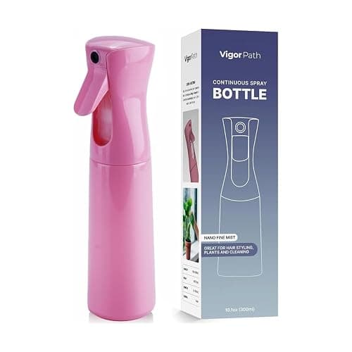 VIGOR PATH Continuous Spray Bottle for Hair – Fine Mist Mister for Hairstyling, Cleaning, Plants, Pets, Barbers, Salons, and Essential Oil Applications (300ml/10 oz) Pink - Image 1