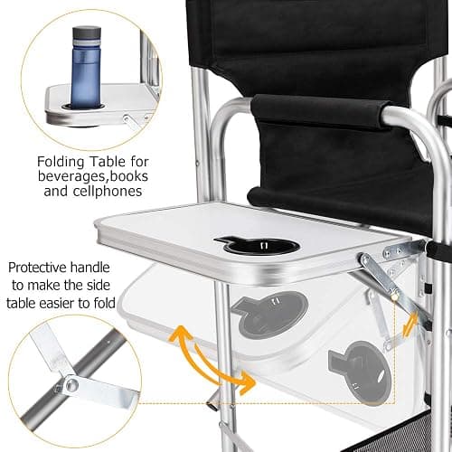mefeir 31" Tall Folding Directors Chair with Side Table Storage Bag,Portable Makeup Artist Bar Height, Aluminum Frame 300 lbs Capacity, 19.2" D x 23.6" W x 45.6" H thumbnail 5