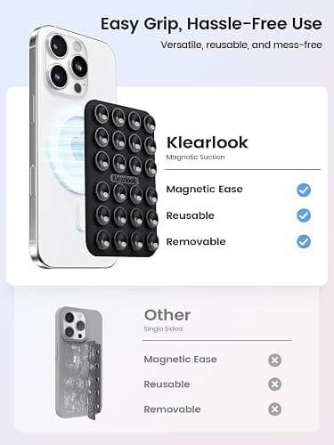 Klearlook Magnetic Suction Phone Mount for MagSafe Case, Removable Sticky Phone Grip Holder for Hands-Free Makeup/Selfie/Live Streaming/Vlog for TikTok & Instagram Influencer/Creator, Black thumbnail 3