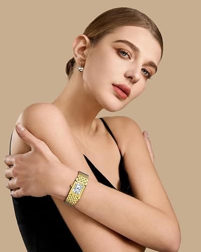 CIVO Gold Watches for Women Vintage: Small Quartz Womens Watch with Roman Dial - Ladies Square Dainty Bracelet Watches - Gift Box Set for Wife Mother at Anniversary Wedding Birthday Christmas thumbnail 6