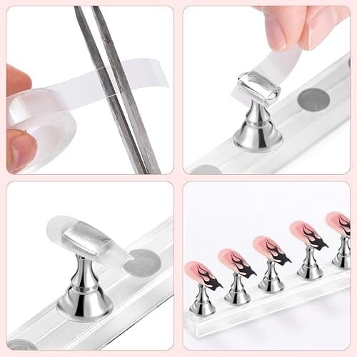Etercycle Nail Stand Acrylic Nail Art Display Stand Practice Nail Holder for Painting Nails Magnetic Practice Stands with Double-sided Tape For DIY Salon Supplies (Silver) thumbnail 4