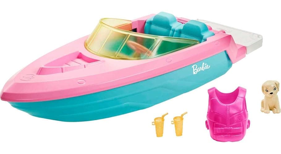Barbie Boat with Puppy and Themed Accessories, Fits 3 Dolls, Floats in Water, Great Toy for 3 to 7 Year Olds - Image 1
