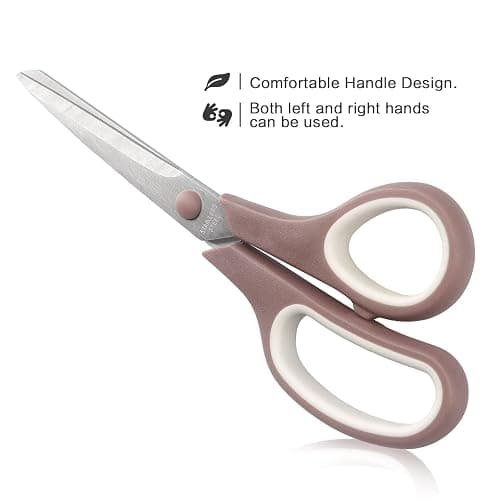 Scissors 8.5 Inch scissors all purpose Bulk Set of 3, Scissors for Office Home School Craft Supplies, Soft Comfort-Grip Right/Left Hand, Navy Blue, Pink, Brown thumbnail 5