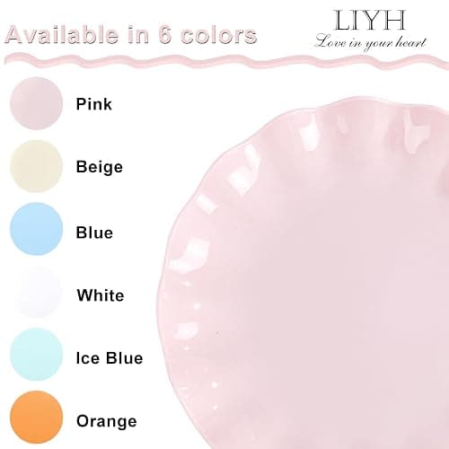 LIYH 20 Pcs 10 Inch Pink Scalloped Plastic Plates Reusable - Unbreakable Plastic Plates for Weddings Party Outdoor Picnics Dishwasher Safe BPA Free (20Guests) Wedding Plate thumbnail 4