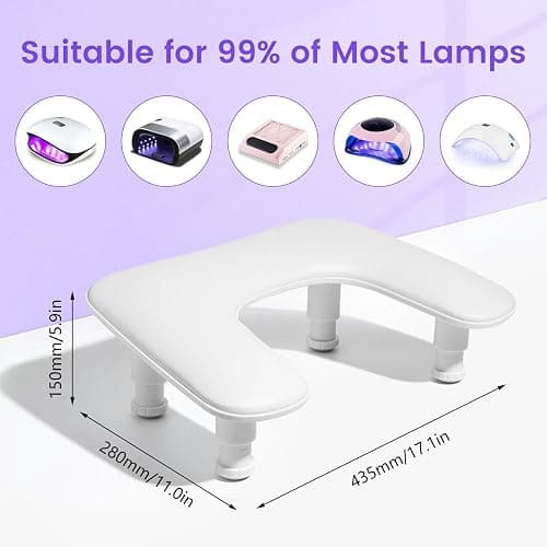 Big Arm Rest for Nails Tech: 2nd Generation U-Shaped Manicure Nail Arm Rest Stand Height Adjustable Armrest Microfiber PU Leather Hand Rest Pillow for Acrylic Nails (White) thumbnail 4