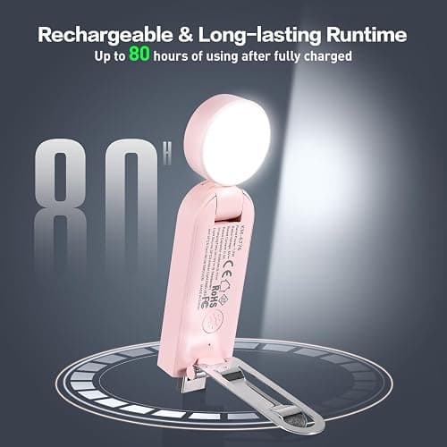 VAVOFO USB Rechargeable Book Light, Blue Lighting Blocking, Amber Light Clip On Bookmark Shaped 6 LEDs Reading Light, Eye Care for Bookworms Reading in Bed with 9 Lighting Modes (Light Pink) thumbnail 8