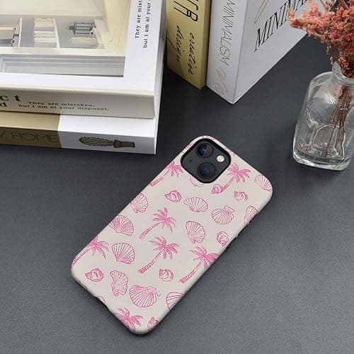DAIZAG Case Compatible with for iPhone 14,Pink Seashells Palm Trees Beach Phone Case for iPhone 14 for Girl Women Boy Men thumbnail 5