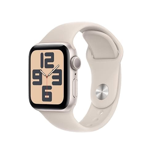 Apple Watch SE (2nd Gen) (GPS, 40mm) Starlight Aluminum Case with Starlight Sport Band, S/M (Renewed) - Image 1