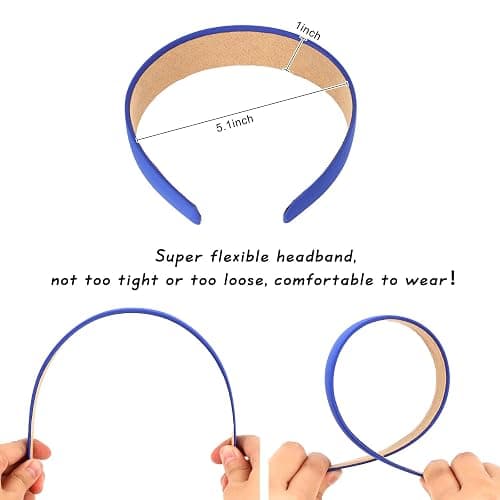 Wecoe 10 Pack Satin Headbands 1.3 Inch Wide Red Black Green Purple Brown Blue Headband Women Girls Non Slip Fashion Hair Bands Diy Costume Hair Accessories Women Girls Diademas Coreanas Para Mujer thumbnail 5