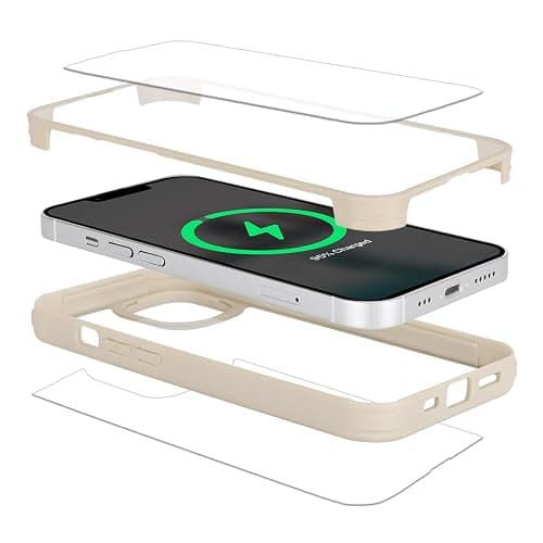 SunYoo for iPhone 14 iPhone 13 Case with Screen Protector, Compatible with Magsafe, for iPhone 14 Case Built in Screen Protector, Slim Protective Shockproof Phone Cover-Beige thumbnail 7