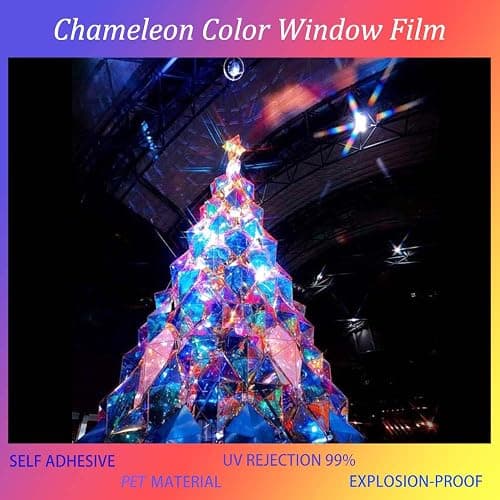 Holographic Decorative Iridescent Window Film Adhesive Glass Film Chameleon Rainbow Effect for Home Decal DIY Christmas Party Decoration, 35.4Inch x 10Feet, Warm Color thumbnail 8