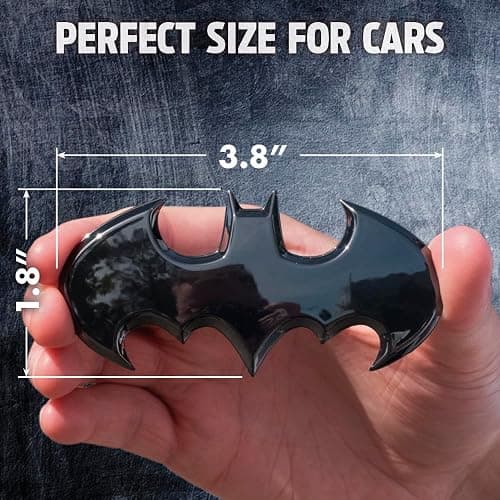 Fan Emblems Batman 3D Car Badge - 1989 Batwing Logo (Black Chrome: 3.8 x 1.8 x 0.2 inches) thumbnail 2