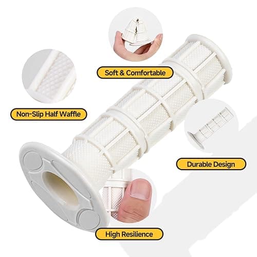 1 Pair Bike Handlebar Grips Compatible with Ridstar q20, 7/8" 22mm 24mm Motorcycle Hand Grips, Soft Rubber Motorcycle Grip, with Non-Slip Half Waffle, White Grip for Dirt Bike, Bicycle Accessories thumbnail 3