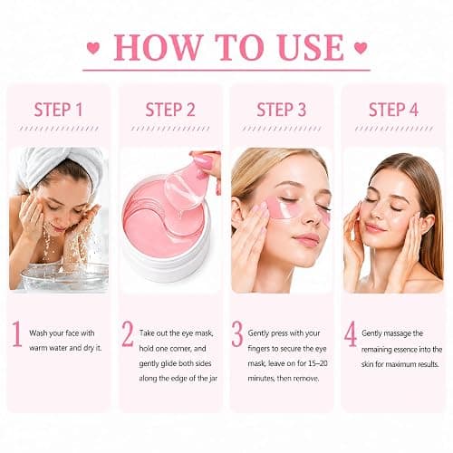 FANMIN Under Eye Mask, Rose Under Eye Gel Pads With Collagen, Skincare Eye Patch Masks for Women and Men thumbnail 5