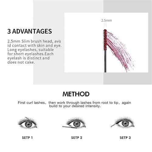 9 Colors Colored Mascara Set for Eyelashes, Red Pink Purple Blue White Black Halloween Rainbow Colorful Mascara Waterproof Charming Long Lasting Voluminous Eye Makeup Valentine's Day Gifts for Women thumbnail 4