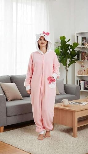 Eonxius Magic Novelty Hooded Onesie One Piece Pink Pajamas for Women thumbnail 2