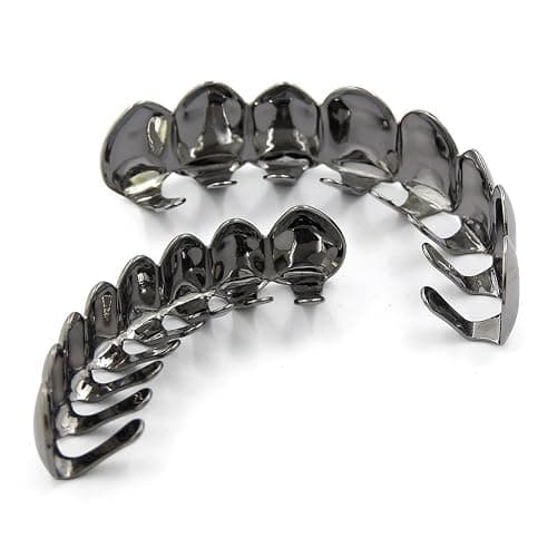 JINAO Grillz Gold Grills for Your Teeth Fake Teeth 18K Gold Plated Iced out 8 Top Teeth 8 Bottom Tooth Grillz for Men Women Hip Hop Rapper Costume thumbnail 2
